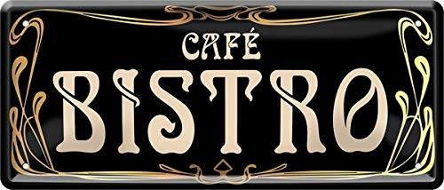 WOGEKA ART Retro Blechschild - Bistro Cafe Bar - witziger Spruch als Geschenk-Idee zum Geburtstag Weihnachten zur Dekoration 28x12 cm Vintage-Design aus Metall 1055