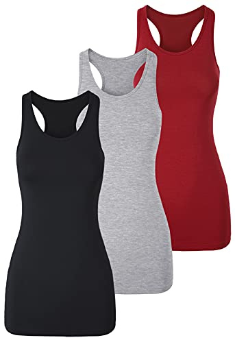 TAIPOVE Damen Racerback Tank Top Long Camisole Ärmellos Yoga Shirts Workout Tops 3er Pack