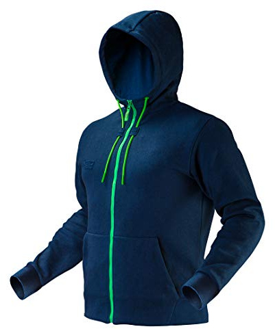 NEO TOOLS Herren leichte Arbeitsjacke mit Kapuze und Reißverschluss, Langarm, Gr. S-XXXL, Jersey-Stoff aus 67% Baumwolle und 33% Polyester 300 g/m2, konform mit EN ISO 13688:2016