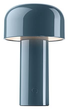 FLOS Bellhop Table Lampada da Tavolo Senza Fili Ricaricabile, Lampada Design da E. Barber e J. Osgerby, Lampada Led Dimmerabile 4 Step, Cavo Micro USB-C, 2.5 W, 100-240/5 V, 125x210 mm, Colore Blu