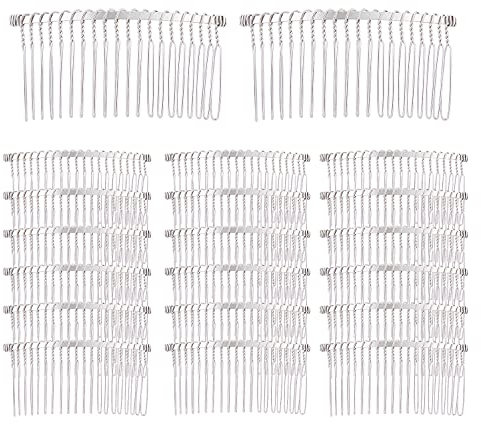 20er-Pack Haarkämme aus silbernem Metall mit 20 Zähnen an den Seiten, gedrehte Haarspangen für Hochzeiten Brautschleier, dekorative Kopfbedeckung, Zubehör für Hochsteckfrisuren mit französischem