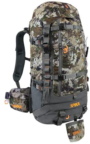 SPIKA Jagdrucksack mit Innenrahmen, Wanderrucksack, wasserdicht, Tagesrucksack für ausziehbare 40 l + 80 l Kapazität, Biarri Camo 80l, 80L
