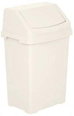 HOMION Plastic swing bin waste rubbish flip top lid recycling Containers dustbin (midnight, 50l swing bin) (SOFT CREAM)