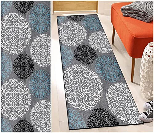 DTUQYX Teppich Läufer Flur Küche rutschfest 50 x 60CM, Polyester Waschbar und Dauerhaft, Schlafzimmer Muster Carpet, für Wohnzimmer Büro Esszimmer, Anpassbar Teppichläufer Meterware