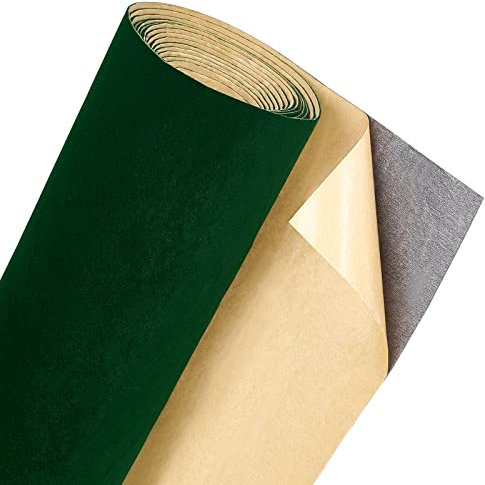 BENECREAT 2 mx 40 cm Dunkelgrün Selbstklebender Samt Flock Liner Samtstoff Für Schmuck Schublade Handwerk Stoff Polster Peel Aufkleber (0.6 mm Dick)
