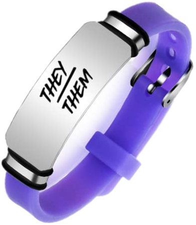 KBNSUIAN Verstellbares They Them Pronomen Silikon Armband für Erwachsene Kinder, Nichtbinär NB Stolz Genderqueer Geschlechts Identität LGBTQ Armreif Unisex Theirs Pronomen Armbänder