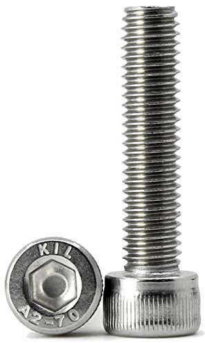 (50 unidades) tornillos hexagonales M5 x 30 mm, acero inoxidable 304, rosca completa