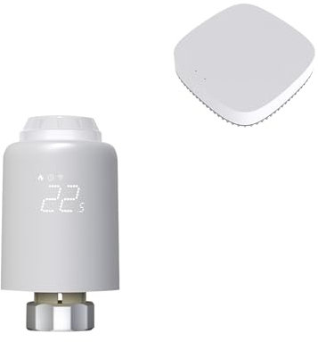 Qiumi Zigbee Thermostat Heizkörperventil, eTRV, Fernbedienung per Smart Life App, Sprachsteuerung, für Warmwasserheizkörpersysteme
