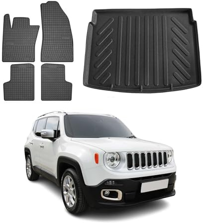 OMAC Fußmatten Kofferraumwanne für FIAT 500X 2014-2024 TPE 5tlg Schwarz