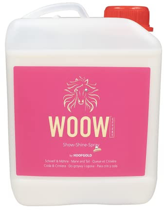 HOOFGOLD WOOW Mähnenspray für Pferde – Glanzspray & Schweifspray mit Wow-Effekt – Leichtkämmspray für Mähne & Schweif – Extra Pflege für Friesen, Tinker, Haflinger – ADMR-konform – 2500 ml