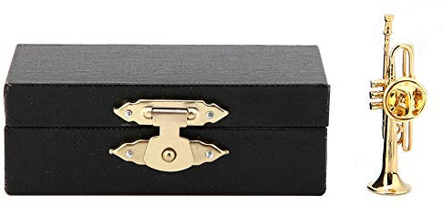 Dioche Broche de Trompette Plaqué OR Pins Trompette Broche en forme d'instruments de musique exquis pour femme avec étui pour (Petit)