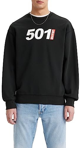 Levi's Men's Relaxd Graphic Sweater, 501 Levi Crew Caviar Gd, M