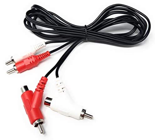 DRUT 2m 2 Way Twin 2 x RCA Phono Plug to Plug, Stackable Y Splitter Lead On One End Two Female RCA Connectors Adapter Cable 6.5ft