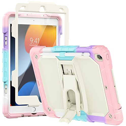 SEYMCY Funda para iPad de 9ª/8ª/7ª generación, funda para iPad de 10.2 pulgadas 2021/2020/2019, funda para iPad 9/8/7, rosa