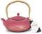Charbrew Pink Striped Chinese Cast Iron Teapot with Stainless Steel Tea Infuser (1200ml/5 Cups)
