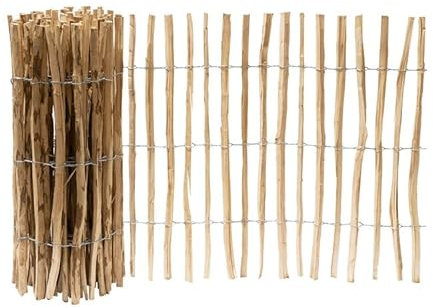 Garmix Clôture de jardin en lattes en bois - 5 m (100 cm - 4-5 cm)
