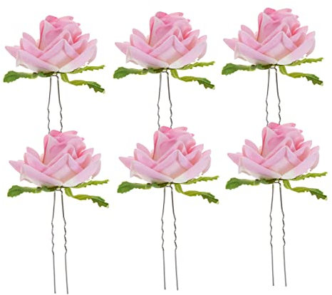 FRCOLOR Addobbi Matrimonio Forcina Di Fiori 6Pcs Forcella Per Rosa Copricapo Sposa In Metallo Rosa Accessori Per Damigella D'Onore Fermagli Per Sposa Per Spose Copricapo Sposa Artiglio