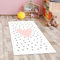 CARPETIA Kinderzimmer-Teppich weich Herz-Pünktchen pflegeleicht Creme, rosa grau 80x150 cm