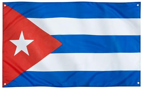 Runesol Bandera de Cuba, 91x152cm, 3ft x 5ft, 4 Ojales, Ojal en Cada Esquina, Bandera Cubana, Estrella Solitaria, Bandera Lone Star, Día de la Victoria, Triunfo de la Revolución, Exterior