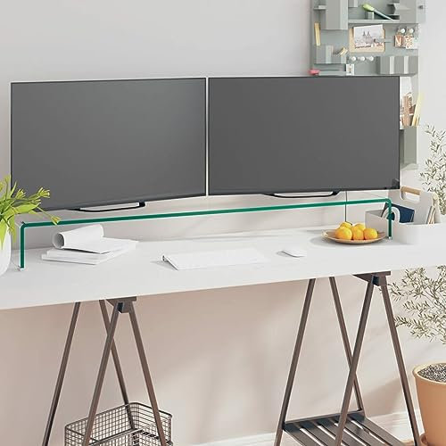 Camerina TV Stand/Monitor Riser Glass Clear 110x30x13 cm,Computer Monitor Stand,Monitor Stand