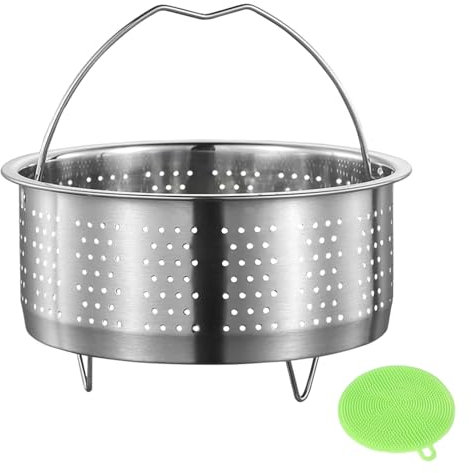 RYAN 1 Pezzo Cestello Vapore Inox Multifunzione a Vapore Cesto 17.5 CM Vassoio a Vapore con 1 Spazzola per la Pulizia Ricambi Pentola per Maggior Parte delle Pentole a Pressione Cuociriso