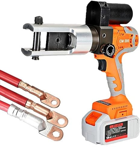 ExoticaBlend 12 Tonnen 11 Dies Elektrische Hydraulische Crimpzange, Akku-Hydraulische Presszange, 2 Wiederaufladbare Batterie, 16-300mm² Automatische Kabelschuhzange