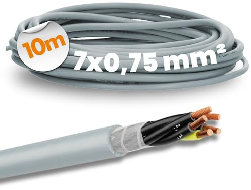Lapp 10m ÖLFLEX CLASSIC FD 810 Steuerleitung 7x0,75 mm² - Schleppkette | Hochflexible PVC-Anschlussleitung - 7-adriges Steuerkabel grau mit Schutzleiter - Ölbeständig - Meterware für Anlagenbau