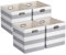 ORGMASTER Cube Storage Bins, Collapsible Fabric Storage Cubes, Cubby Storage Organizer Bins Striped Container Baskets for Home Office Wardrobe Closet Shelf, 4 Pack, 33 x 33 x 33 cm, Gray/White