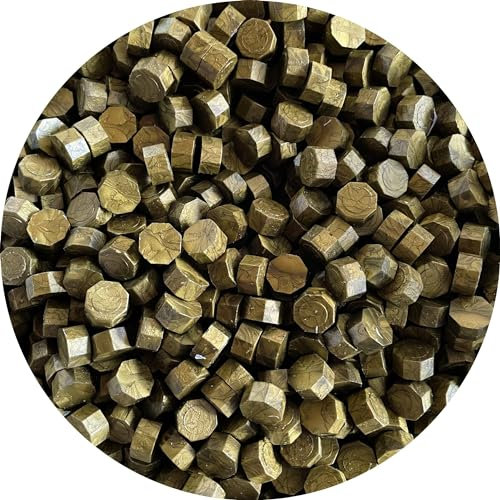 SEALED® Siegelwachs Perlen - Hochwertige Wachssiegel-Perlen für Einladungen, Hochzeiten & Bastelarbeiten, Einfach zu Schmelzen, Set mit Vielfältigen Farben (Olive, 200 Perlen)