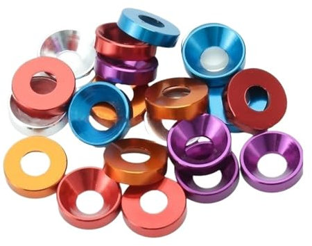 Aluminium-Unterlegscheibe, M2, M2,5, M3, M4, M5, M6, M8, bunt, eloxiertes Aluminium, Senkkopf-Unterlegscheibe, Dichtung for Schrauben (Color : Orange, Size : M6(5Pcs))