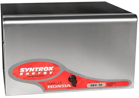 Syntrox Energy 3,0 KW Edelstahl Notstrom Aggregat Honda Generator Stromerzeuger Bosavi, Überlastungsschutz, Gas und Benzin geeignet, Outdoor, Temperaturschutz, Kurzschlussschutz
