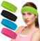 ONUPGO Schweißbänder Set, Sport-Stirnband für Männer Frauen, 4 Pcs Baumwolle Schweiß Stirnbänder, Frottee-Stirnbänder für Tennis, Gymnastik, Working Out (Schwarz/Rosa/Himmelblau/Neongrün)