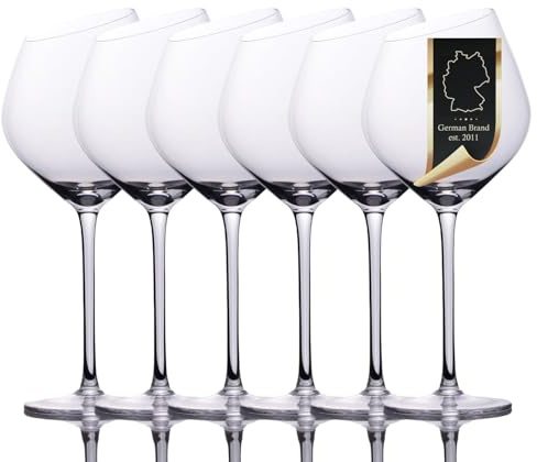 INTIRILIFE 6x Wein Glas mit moderner Kante - 470 ml Füllmenge - Rotwein Glas Kelch Spülmaschinenfest Kristallglas stoßfest