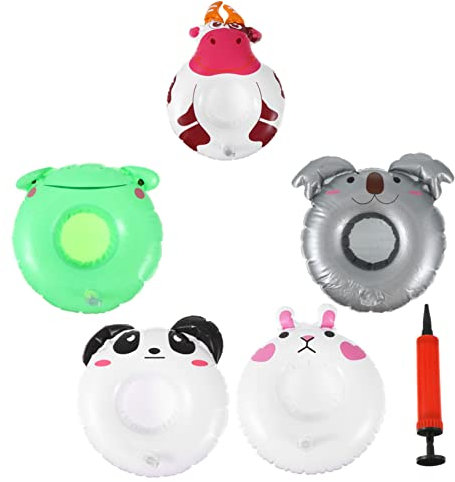 UPKOCH 1satz Aufblasbare Cartoon Tier Getränkehalter Aus PVC Teiliges Für Pool-Partys Inklusive Hase Kuh Koala Panda Frosch Und Pumpe Für Sommer-spaß
