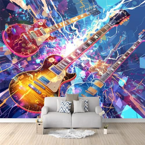 Art Fototapete Tapete Musikinstrument Gitarre 300 x 210 cm Vlies Tapeten Moderne Wandtapete Wohnzimmer Schlafzimmer Study Wohnzimmer Restaurant Cafe Dekoration