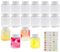 16 Pack Reusable Empty Smoothie Bottles, 100ML Leak-Proof Shot PET Bottles, Plastic Juice Bottles with 1 Fruit Label, Sealed Transparent Small PET Bottle, Mini Square Plastic Bottle for Milk Coffee