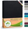 leevitex® Luxus Elasthan Jersey Spannbettlaken | 200x220 – 220x240 cm | Multistretch | 250 g/m² | 92% Mako-Baumwolle und 8% Elasthan | 40cm Steghöhe | außergewöhnlich hochwertige Ausführung | Schwarz