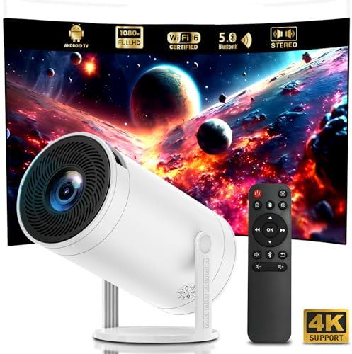 Projektor mit WLAN und Bluetooth, CWOWDEFU 1080P Full HD Smart-Projektor, Filmprojektor für TV-Stick/Telefon-Casting/HDMI/USB/Heimkino, unterstützt 4K-Dekodierung