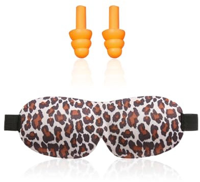 1 Schlaf-Augenmaske, 1 Paar Schlaf-Ohrstöpsel, Schlaf-Augenmaske Mit Leopardenmuster, Gummiband-Augenmaske, Verdunkelungs-Augenmaske, Schlafzubehör