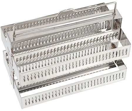 Ciieeo Stainless Steel Dyeing Rack Glass Slides Holder Microscope Slides Staining Rack Stainless Steel for Laboratory Use