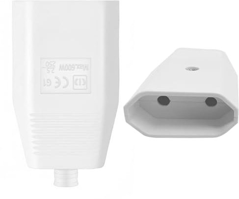 zoerbufan Eurokupplung Flach, 2 Stücke Euroflachkupplung Kupplung 250V/2,5A, Eurostecker Flach Schuko Kupplung Flach mit Zugentlastung (Weiß)