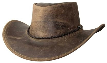 Black Jungle Kembolton Lederhut, Westernhut, Australienhut, Cowboyhut (DE/NL/SE/PL, Alphanumerisch, M, Charcoal)