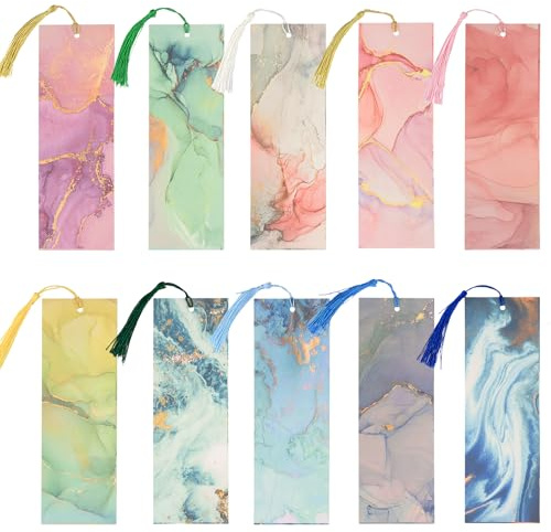 10 Stück Lesezeichen, Lesezeichen Papier, Lesezeichen Set, Bookmark Aesthetic, Geschenk Tags Mit Quasten, Geschenke für Mädchen, Geeignet für Studenten, Jungen, Mädchen, Buchliebhaber