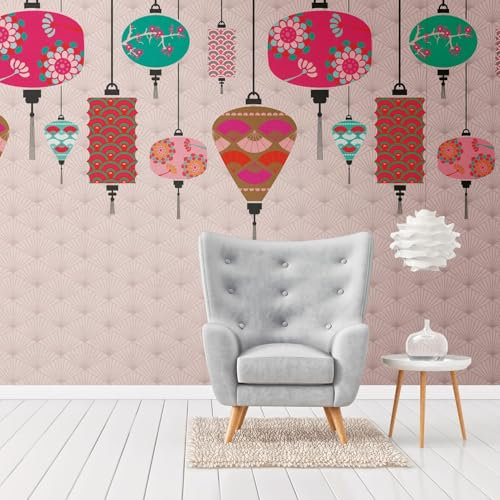 Profhome Kindertapete 382481-GU Vliestapete rosa grau braun türkis Fototapete 0,53 m x 8,80 m / 4,45 m2