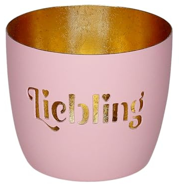 Giftcompany Madras Windlicht M Liebling rosa/Gold 8,5cm