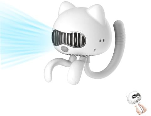 FUNJEO Ventilatore per passeggino F08, portatile, da tavolo, potente batteria da 2000 mAh, ricaricabile tramite USB, design non-touch, ventilatore aromatico, per donne/famiglia (bianco)