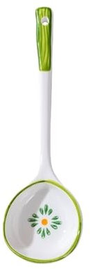 WDSOPK Löffel, Keramik-Suppenlöffel Mit Langem Griff, Großer Löffel In Unterglasurfarbe, Japanischer Miso-Suppenlöffel Für Müsli-Soßensoße, 2-Teiliger Suppenlöffel（Green）