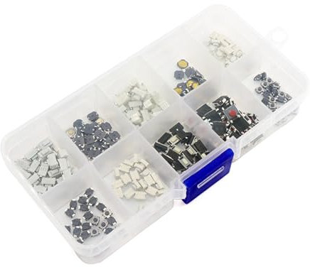 250pcs 10 Tipos Botón táctil Botón táctil Microschalschtasten Momentalmente Interruptor de botón para llaves de coche