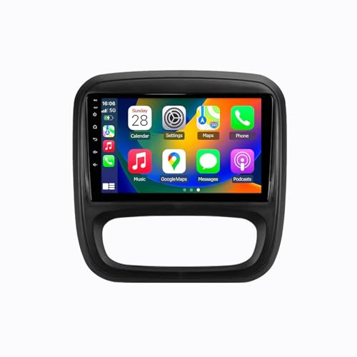 9 Android 15 Pantalla Táctil Radio 2 DIN Coche Pantalla para Opel Vivaro B 2014-2018 con Enlace Espejo/GPS/FM/BT/Ventilador de refrigeración/Reproductor Multimedia(4+64G)
