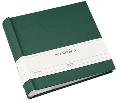 Semikolon 374270 Fotoalbum Classic für 200 Fotos im Format 10 x 15 cm, Einsteckalbum mit Buchleinenbezug, forest, dunkel-grün